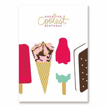 Load image into Gallery viewer, DESSERT BIRTHDAY CARD - gold foil printed full size birthday card cake greeting handwritten message, love, gift message (Card + Envelope)

