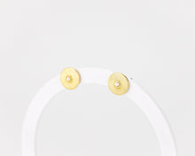 Load image into Gallery viewer, Sunbeam pearl studs, circle pearl studs, sun, , sunshine, radial coin earrings, vintage, shell pearls, minimalist, bridal gift, 925
